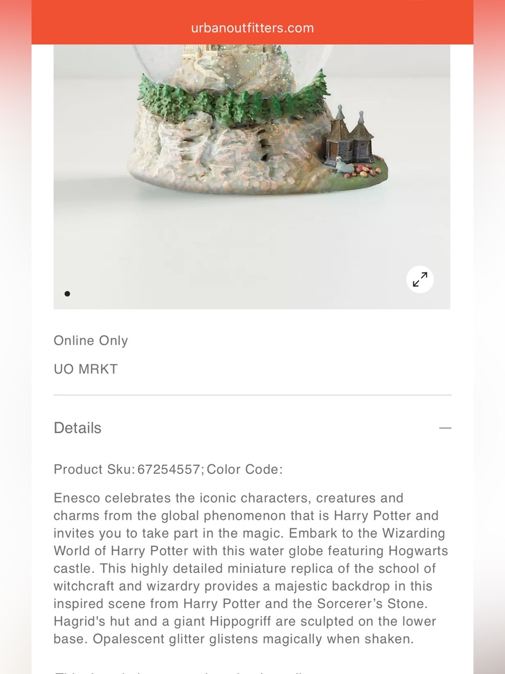 Harry Potter Hogwarts
Castle 7.1 Inch Water Snow
Globe - Picture 2 of 6